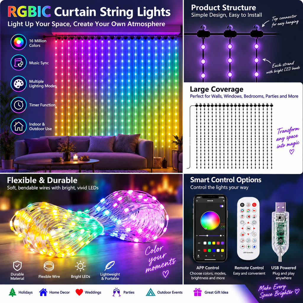Pixelume™ Pixel Glow Curtain
